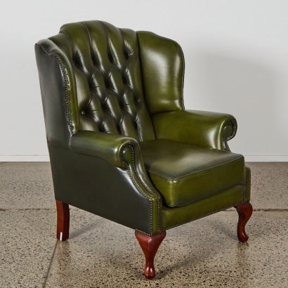 A Vintage Leather Chesterfield Wingback Armchair by Gascoigne