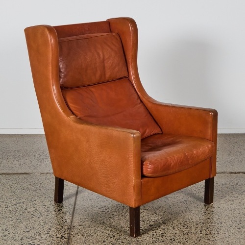 A Mid-Century Mogens Hansen Cognac Leather Chair, Denmark