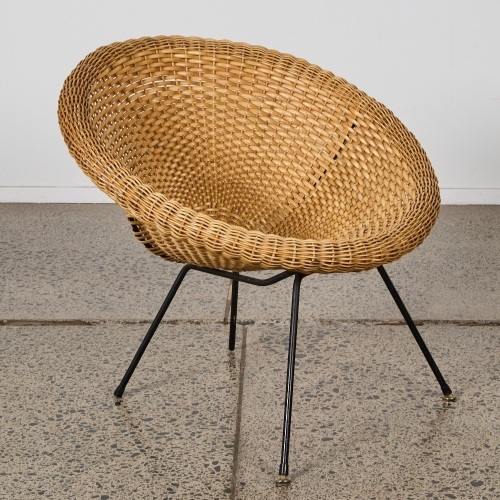 A John Crichton by The Blind Foundation Rattan Cane Easy Chair c.1958