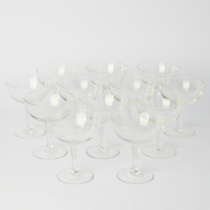 A collection of twelve Rose Etched Vintage Champagne Coupes