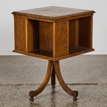 An English Oak Rotating Bookshelf on a Three Leg Base