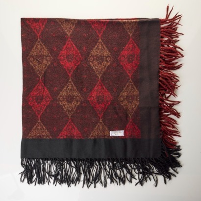 Yves Saint Laurent, 70% Wool / 30% Silk, Burgundy Shawl / Stole
