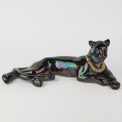 A Vintage Pottery Black Panther