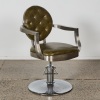 A Green Leather and Chrome Barber Chair