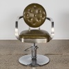 A Green Leather and Chrome Barber Chair - 2