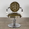 A Green Leather and Chrome Barber Chair - 2