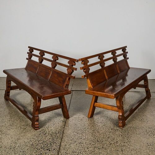 A Pair of Aged Wooden Benches