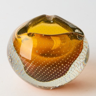 A Vintage Round Bubble Glass Vase