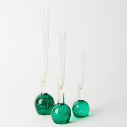 A Set of Three Vintage Bubble Glass Vases