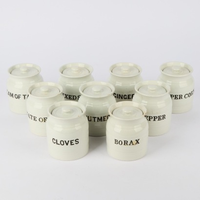 A Set of Small Antique Stoneware Storage Jars