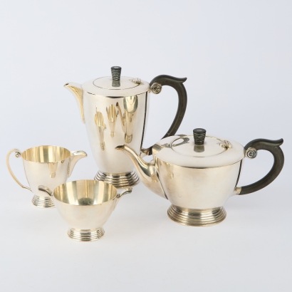An Art Deco Hand Soldered English Tea and Coffee Set