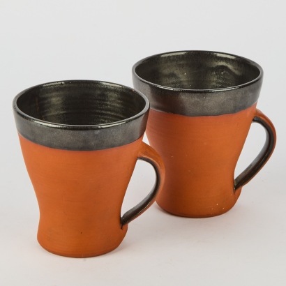 A Pair of Early Mary Hardwick-Smith Terracotta Mugs