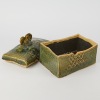 A Large George Kojis stoneware lidded box with a Koru handle - 2