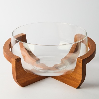 A Mid Century Style Teak and Glass Salad Bowl