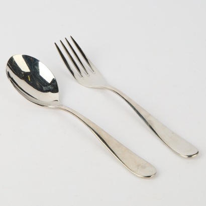 An Alessi Nuovo Milano Salad Servers Set