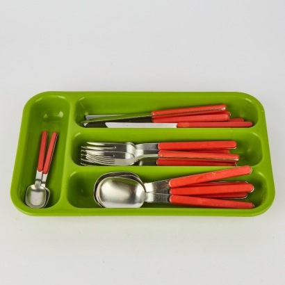 An Ettore Sottsass Cutlery Tray and Morinox Cutlery, Italy