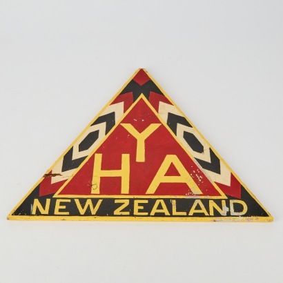 A Hand-Painted Vintage Wooden YHA Sign