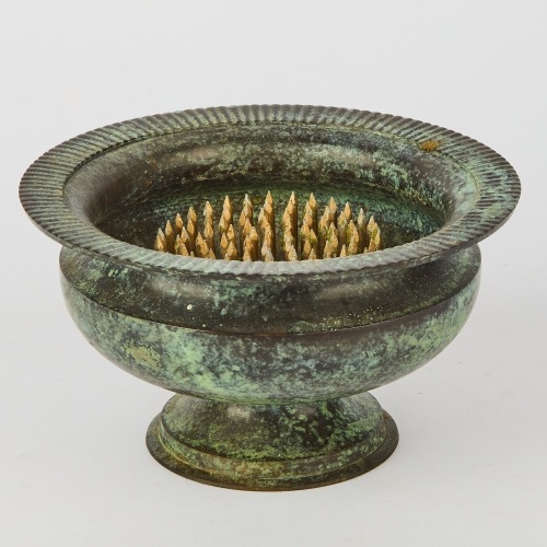 A Bronze Urn with Brass Flower Frog