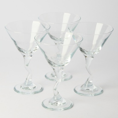 A set of four Post Modern Zig Zag Martini Glasses