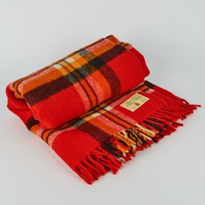 A Tiki Label Vintage Picnic Rug Made by Onehunga Woollen Mills