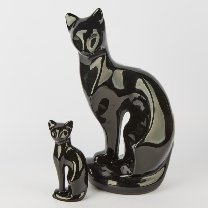 A Pair of Porcelain Black Cats