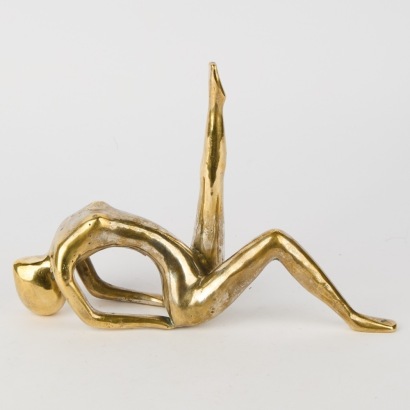 A Mid-Century Brass Nude Lady Sculpture