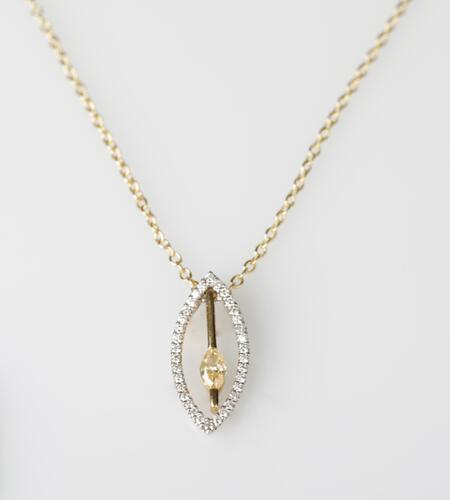 18ct Yellow Diamond Navette Pendant