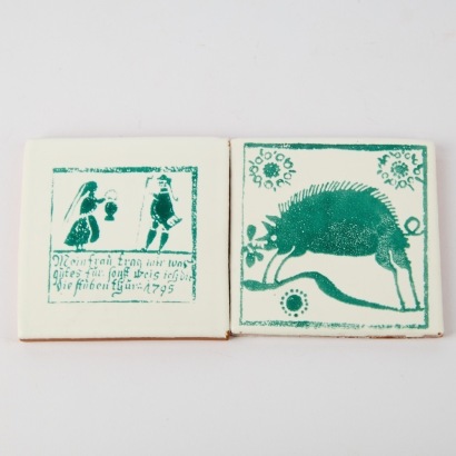 Two Vintage German Terracotta Tiles