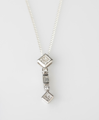 18ct White Gold Geometric Diamond Pendant