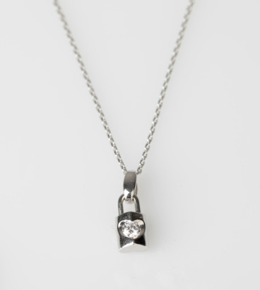 18ct White Gold Diamond Padlock Pendant