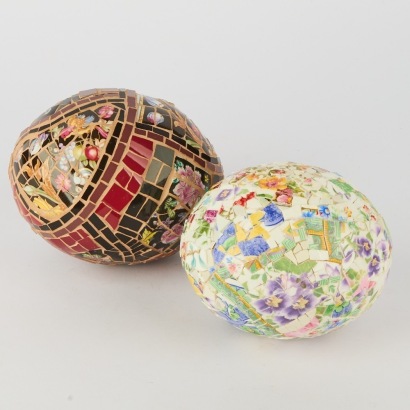 A Pair of Large Mosaic Eggs