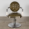 A Green Leather and Chrome Barber Chair
