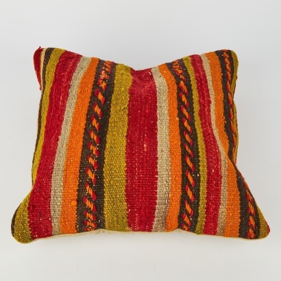 A Turkish Square Killim Cushion with Feather Inners from Liberty of London