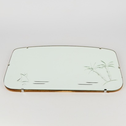 A Retro Palm Tree Engraved Mirror