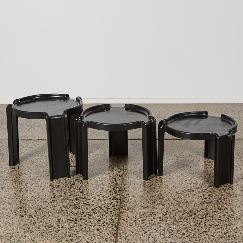 A Trio of Black Nesting Tables by Giotto Stoppino for Kartell