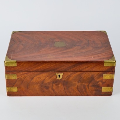 An Antique Mahogany Writers Box with Assorted Stationary