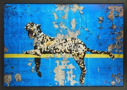 A Banksy Bronx Zoo Leopard Framed Print on Canvas