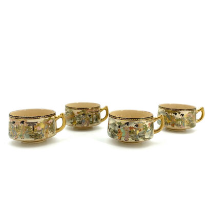 Four Japanese Satsuma Cups (Taniguchi Mark)