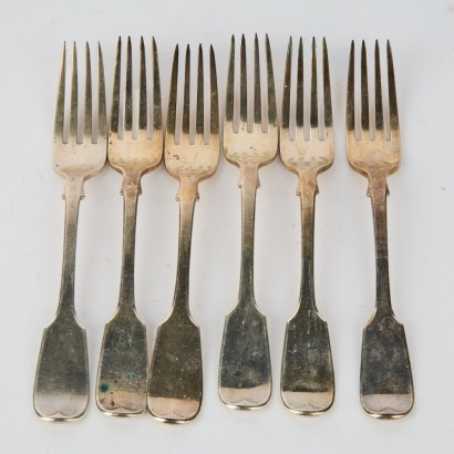 A Set of Six Sterling Silver Forks