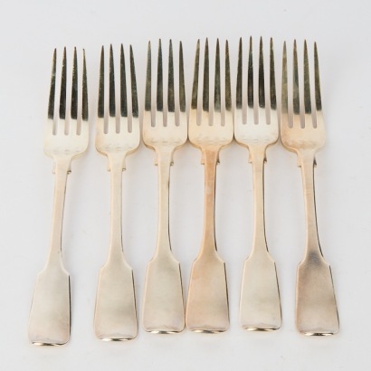 A Set of Six Sterling Silver Forks