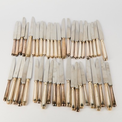 A Large Lot of Sterling Silver Handled Knives wth Stainless Blades