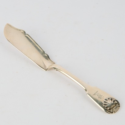 An 1850s Scottish Hallmarked Sterling Silver Fish Knfe