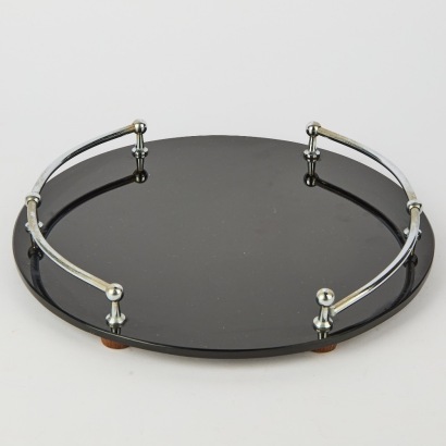 An Art Deco Vitrolite and Chrome Cocktail Tray