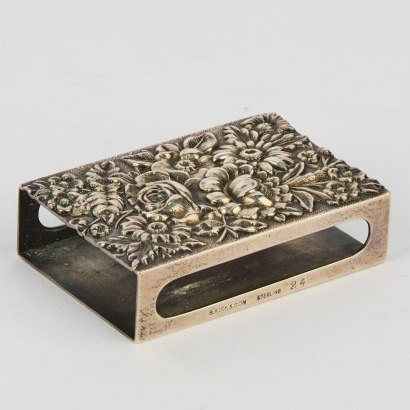 A Sterling Silver Repousse Match Holder, c. 1950s