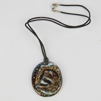 A Handmade Glass Pendant Racoon Necklace