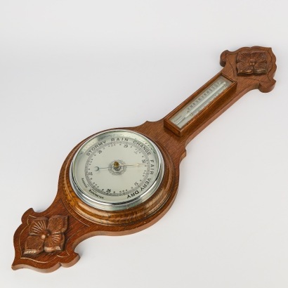 A Vintage Oak English Made Wall Barometer