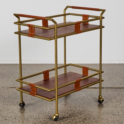 A Leather and Brass Drinks Trolley