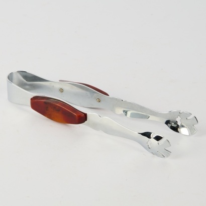 A Set of Vintage Maple and Stainless Ice Tongs