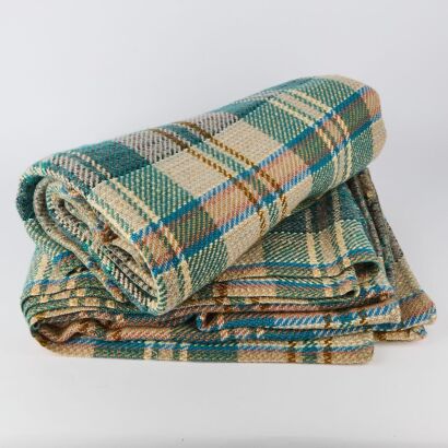 A Masterweave Turquoise Checkered Wool Blanket