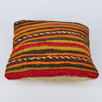 A Turkish Square Killim Cushion with Feather Inners from Liberty of London